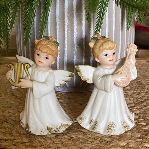 Set of 2 vintage Lefton Christmas angels 1987